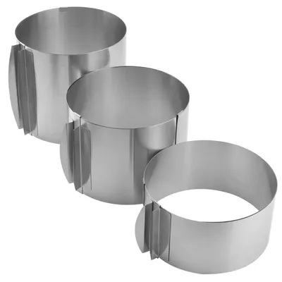Image de Moules à pâtisserie ronds, 8 cm - Réglables - Acier inoxydable - Mesures précises - Construction durable