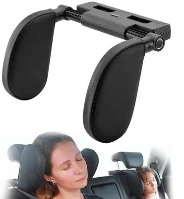 Produktbild von Hopeas Kopfstütze für Kinder und Erwachsene, Kissen, Nackenstütze, verstellbarer Autositz (schwarzes Carbonfaser-Rastermuster)