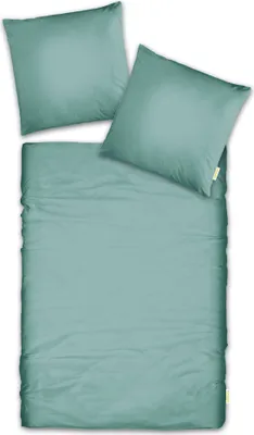 Produktbild von CASABEL Bettwäsche-Set aus 100 % Baumwolle Mako-Satin Bettbezüge Set mit Reißverschluss 2-teilig Bettbezug 155 x 220 cm und Kopfkissenbezüge  80 x 80 cm Minzgrün