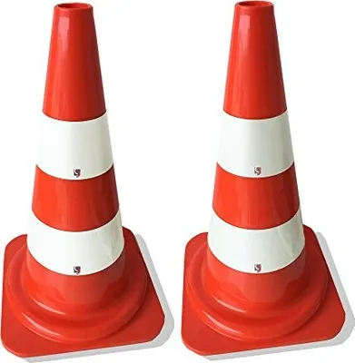 Produktbild von Leitkegel 50cm 2 Stück VPE Warnleitkegel Pylone 50 cm rot/weiß Verkehrsleitkegel