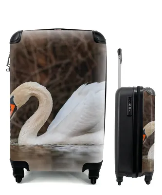 Produktbild von MuchoWow® Koffer Handgepäck Trolley Rollkoffer Kleine Reisekoffer mit 4 Rollen - Schwan - Wasser - Tiere - Vogel - Cabin Size < 55x40x23 cm & 55x40x20 cm - Fotokoffer - Kabinenkoffer - Boardgepäck - Reise-Box - Reisekoffer - Reisegepäck - Koffer mit Bild - Trolley für Kinder