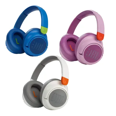 Zdjęcie produktu dla JBL JR460 NC Przenośne bezprzewodowe słuchawki nauszne z Bluetooth i redukcją szumów, dla dzieci, do 20 godzin pracy i szybkie ładowanie, białe