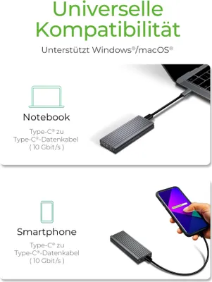 Produktbild von ICY BOX IB-1817M-C31, Type-C® USB 3.2 Gen 2 zu PCIe NVMe M.2 2230/2242/2260/2280 SSD Gehäuse mit Schreibschutz