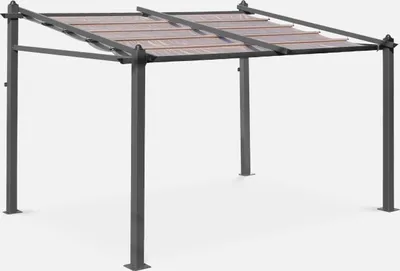 Produktbild von sweeek - WANDPERGOLA 3X4M mit Schiebeleinwand  - Taupe