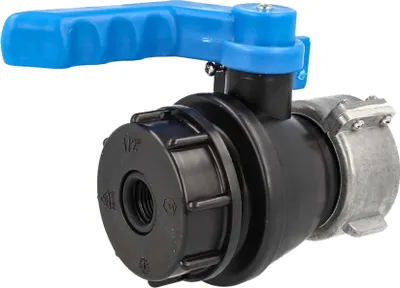 Produktbild von tecuro IBC Adapter Kugelventil mit Adapter auf 1/2 Zoll Innengewinde, beidseitig Grobgewinde S60 x 6