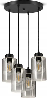 Produktbild von Luxolar - Led Pendelleuchte - Hängelampe 4 flammig schwarz E27 60W - Deckenleuchte wohnzimmer, Schwarz Glas