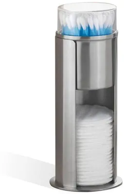 Produktbild von Wattenschijfhalter aus Edelstahl - Ideal für Bad und Schminktisch - Silberfarben - Raumbewahrend - Wattenstaafhalter