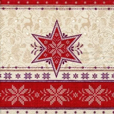 Produktbild von 20 Servietten Hivernale red - Stern nordisch rot 33x33cm