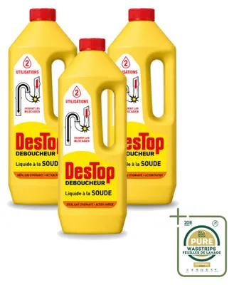 Produktbild von 3 x Destop Soda-Abflussreiniger - flüssig - 1 l - Vorratspackung - 3 Stücke