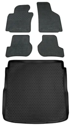 Gummi Kofferraumwanne + Fußmatten Set für VW Golf 5 + 6 Variant, Bj. 2007-2013