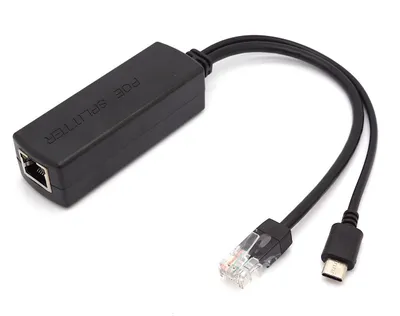 Produktbild von PoE Splitter RJ45 48V > USB Type C Stecker 5V / 2,5A