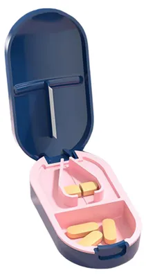 Obrázek produktu pro Krabička na léky, přenosný design, více přihrádek, tmavě modrá