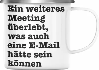 Produktbild von Trendation - Meeting Emaille Tasse Arbeit Emaille Emaille Tasse Büro Chef Arbeitskollege Kollegin Kaffeebecher Geschenk Lustige Emaille Tasse für Arbeit (Silber)