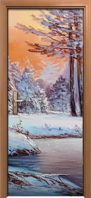 Produktbild von Türposter 80x200 cm Türaufkleber Türtapete Türfolie Klebefolie Landschaft Weihnachts Wald mit Fluss