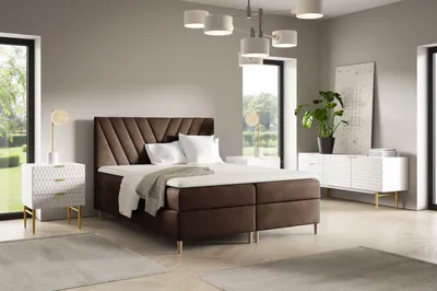 Obrázek produktu pro Kontinentální postel 140x200 ANAMARI - hnědá + topper