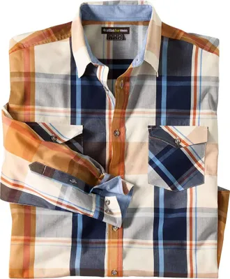 Image de Atlas For Men - Chemise pour homme AF2514 (L) (Ecru/Ocre/Bleu marine)