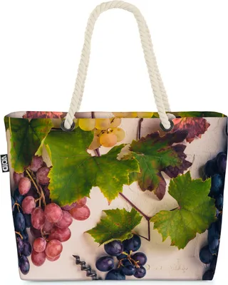 Produktbild von VOID Weintrauben Trauben Wein Strandtasche Shopper 58x38x16cm 23L XXL Einkaufstasche Tasche Reisetasche Beach Bag