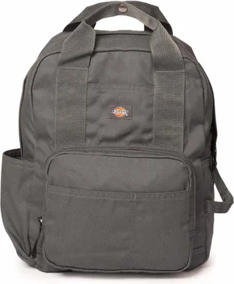 A gray Dickies backpack is shown against a white background.