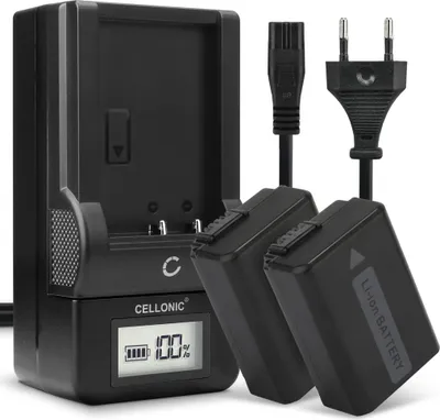 Immagine prodotto di CELLONIC 2x Batteria per Fotocamera Compatibile con Sony ILCE-6000 (α6000), A6400 ILCE-6400, Alpha 6400 ILCE-6400, NP-FW50 – (1030mAh, 7.4V) + Caricabatteria