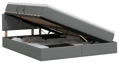 Image de Lit de rangement avec matelas Gris foncé 180 x 200 cm Velours