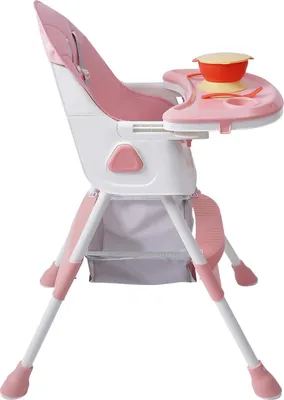 Produktbild von Baby Hochstuhl - Booster Sitz - 5-Punkt-Sicherheitsgurt - Doppeltes Tablett - Klappbar - Leichtes Design - Rosa