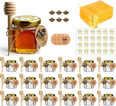 Obrázek produktu pro Sada 20 malých skleněných nádobek na med s lžičkami