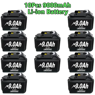 Zdjęcie produktu dla Akumulator 18V do urządzeń Makita - akumulator zamienny BL1830, BL1840, BL1850, BL1860 - litowo-jonowy - wysoka pojemność 9000mAh - zestaw 10 sztuk