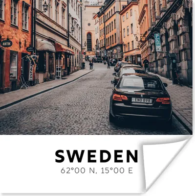 Produktbild von MuchoWow® Poster Schweden - Auto - Skandinavien 50x50 cm - Wohnzimmerdekoration