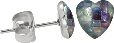 Produktbild von Chirurgenstahl Ohrstecker mit Mosaik Herz Farbe - Blau