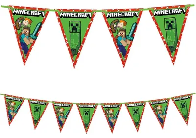 Produktbild von Minecraft-Papierflaggen-Girlande, 2,3 m, 1 Stück