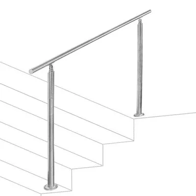 Image de Échelle antidérapante de 120 cm avec 0 barreaux transversaux, montants en acier inoxydable de couleur argentée. Kit facile à installer, adapté à tous les escaliers