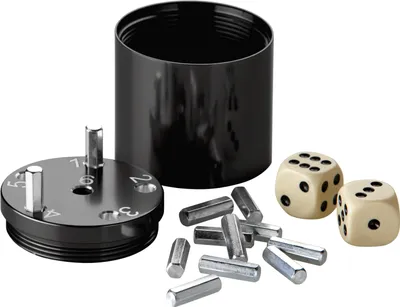 Produktbild von BestSaller 3003 SUPER SIX Würfelspiel Aluminum Sonder Edition, 36 Spielstäbchen & 2 Würfel, schwarz