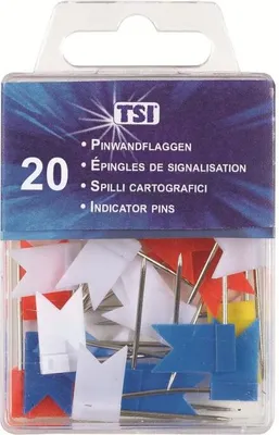 Produktbild von 20 Markierfähnchen / Pinnwandnadeln / bunt