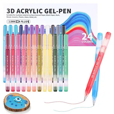 Immagine prodotto di Pennarelli acrilici, 24 colori, punta da 1,0 mm, con il 500% di più di inchiostro, resistenti all'acqua, ideali per pietra, legno, vetro e carta nera