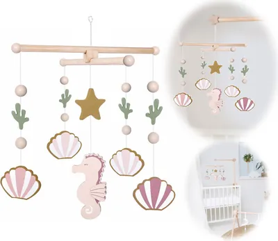 Produktbild von JaBaDaBaDo 3D Holz Mobile Seepferdchen Muschel T282 Baby Kinderzimmer