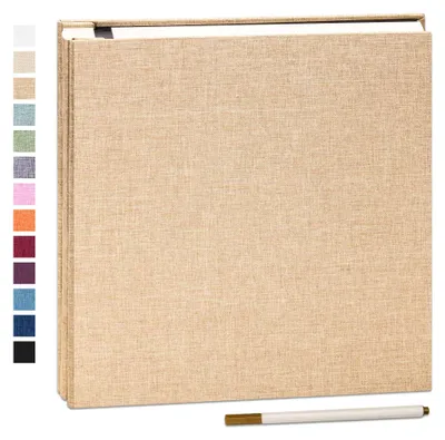 Zdjęcie produktu dla Omgoods - Samoprzylepny album na zdjęcia, 33 x 32 cm, 60 stron, okładka z lnu