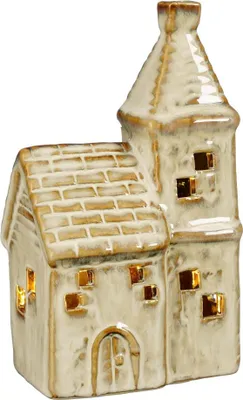 Produktbild von Mica Decorations LED Dekofigur Kirche 15 cm beige