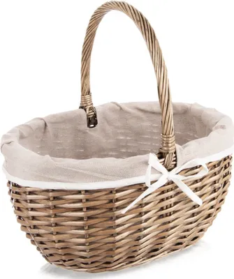 Obrázok produktu pre Orion | Prútený piknikový kôš - s rukoväťou - 40x31x40 cm - Ručná výroba - S textilnou vložkou - Prútený kôš - Nákupný košík