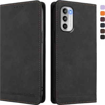 Obrázek produktu pro Pouzdro pro Motorola Moto G 5G 2022, retroPolyuretankožené flip pouzdro s stojánkem a přihrádkami na karty Černý