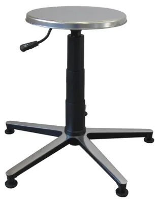 Höhenverstellbarer Hocker, Edelstahlsitz, Aluminiumsockel, 46-65 cm
