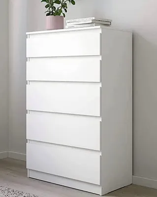 Produktbild von Kommode mit 5 Schubladen Weiß 75 x 40 x 127 cm