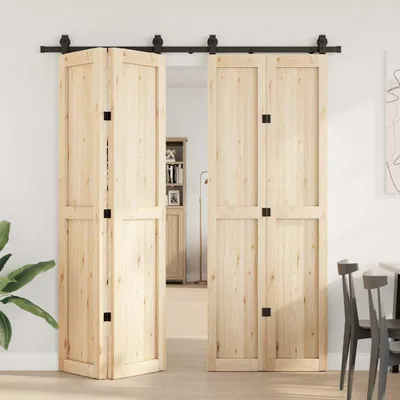 Imagen del producto de Sistema de puertas correderas – 200 cm de longitud – Riel de acero con recubrimiento en polvo – Capacidad de carga: 100 kg – Incluye herrajes