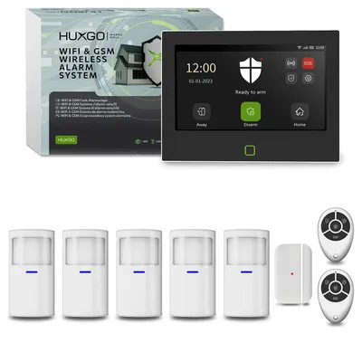 Immagine prodotto di Sistema di allarme HUXGO Wi-Fi GSM 4G HXA700 7" 5 sensori PIR + 1 sensore per porte, controllo tramite app