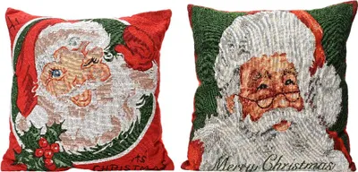 Produktbild von Quadratisches Dekokissen für Weihnachten, 43x43 cm, in Rot und Grün, aus Polyester