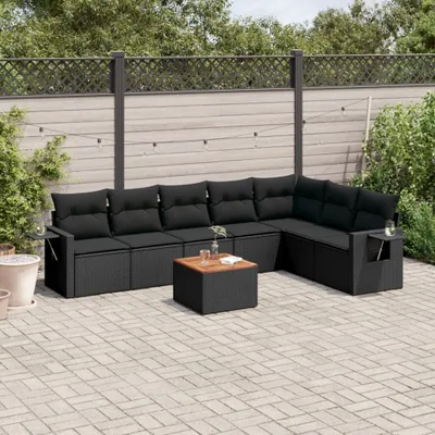 Immagine prodotto di Maison Exclusive - Set da giardino 8 pezzi con cuscini in polyrattan nero
