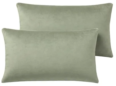 Produktbild von 2er Set Kissenbezug 40 x 80 cm Salbeigrün Samt Weich Flauschig