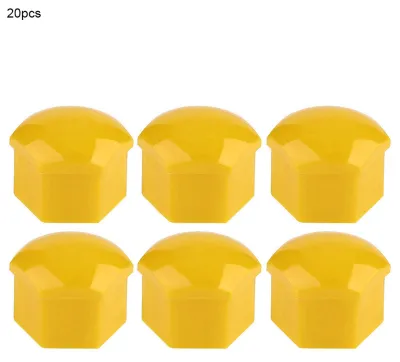 Imagen del producto de 20 unidades de tapas para tuercas de ruedas de coche, de 19 mm, para proteger los tornillos y los centros de las ruedas (color amarillo)