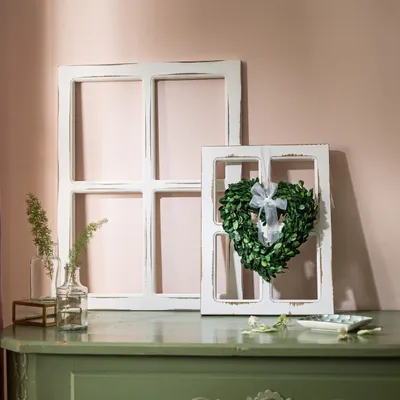 Produktbild von 2 Dekofenster Holz Shabby Look weiß – Fensterrahmen