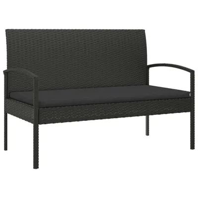 Zdjęcie produktu dla Ławka ogrodowa z poduszką, czarna, 105 cm, polirattan