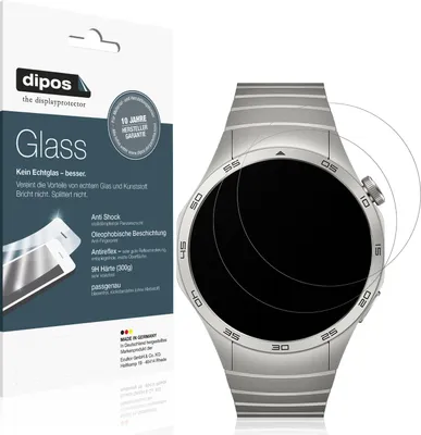Produktbild von 2x Schutzfolie für Huawei Watch GT4 46mm matt - Anti-Shock 9H Folie dipos Glass Kunststoffglas